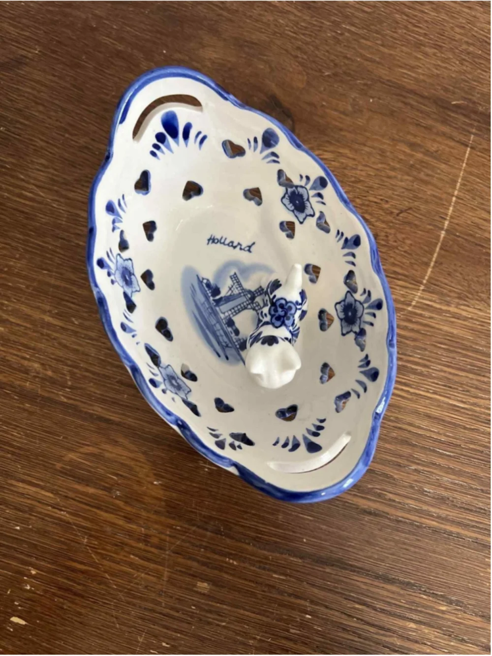 Vintage Delft Blue Holland Cat Basket Sets Hand Painted Porcelain Lot X2 Damaged